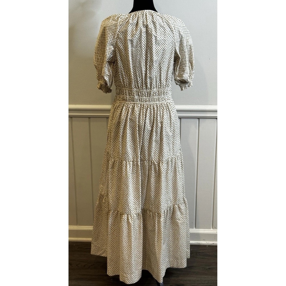 Anthropologie Somerset Dress M Ivory Gold Cottagecore Boho Prairie Maxi - Picture 4 of 9